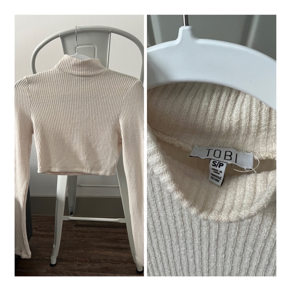 Mock Neck Cropped Sweater